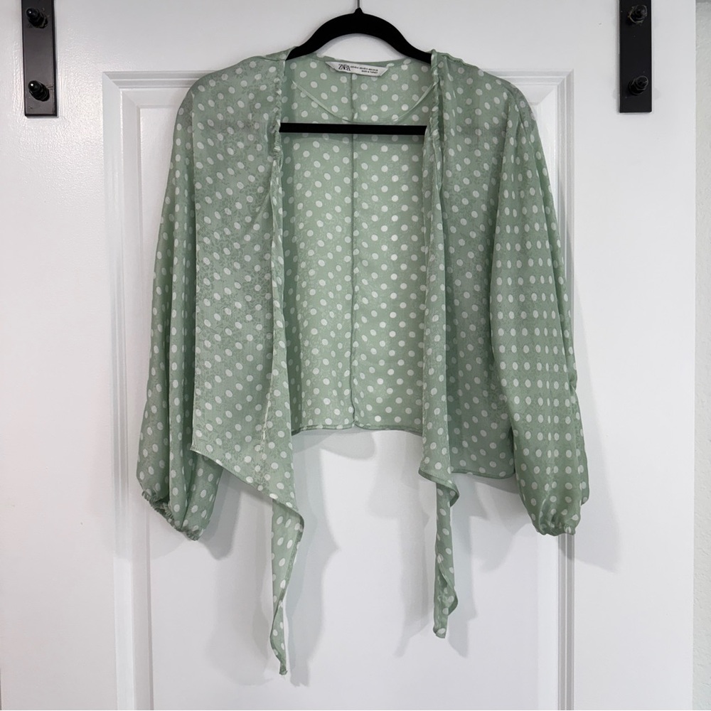ZARA Green Polka Dot Blouse
